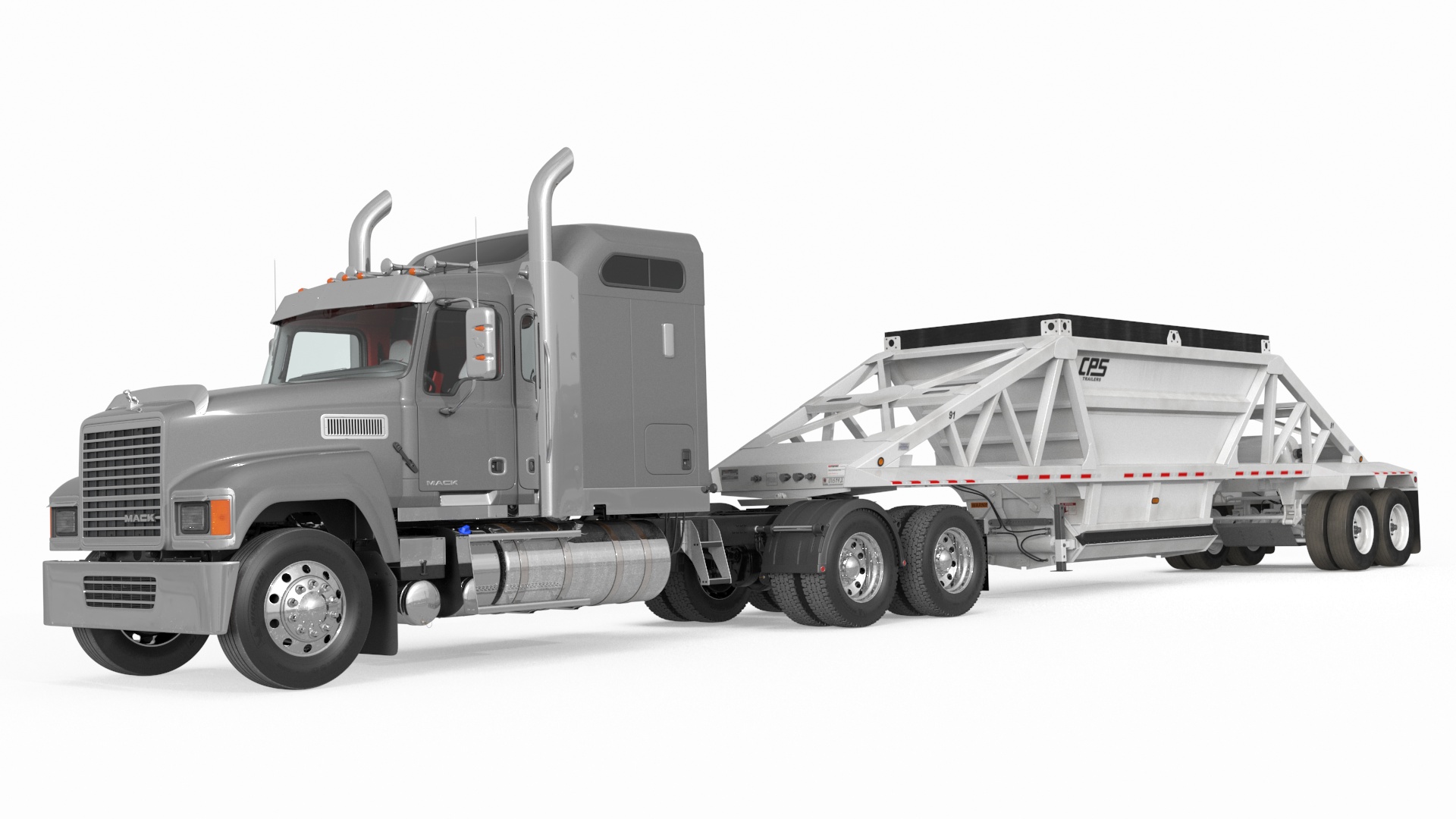 3D Mack CHU613 Truck with Manac Bottom Dump Trailer model