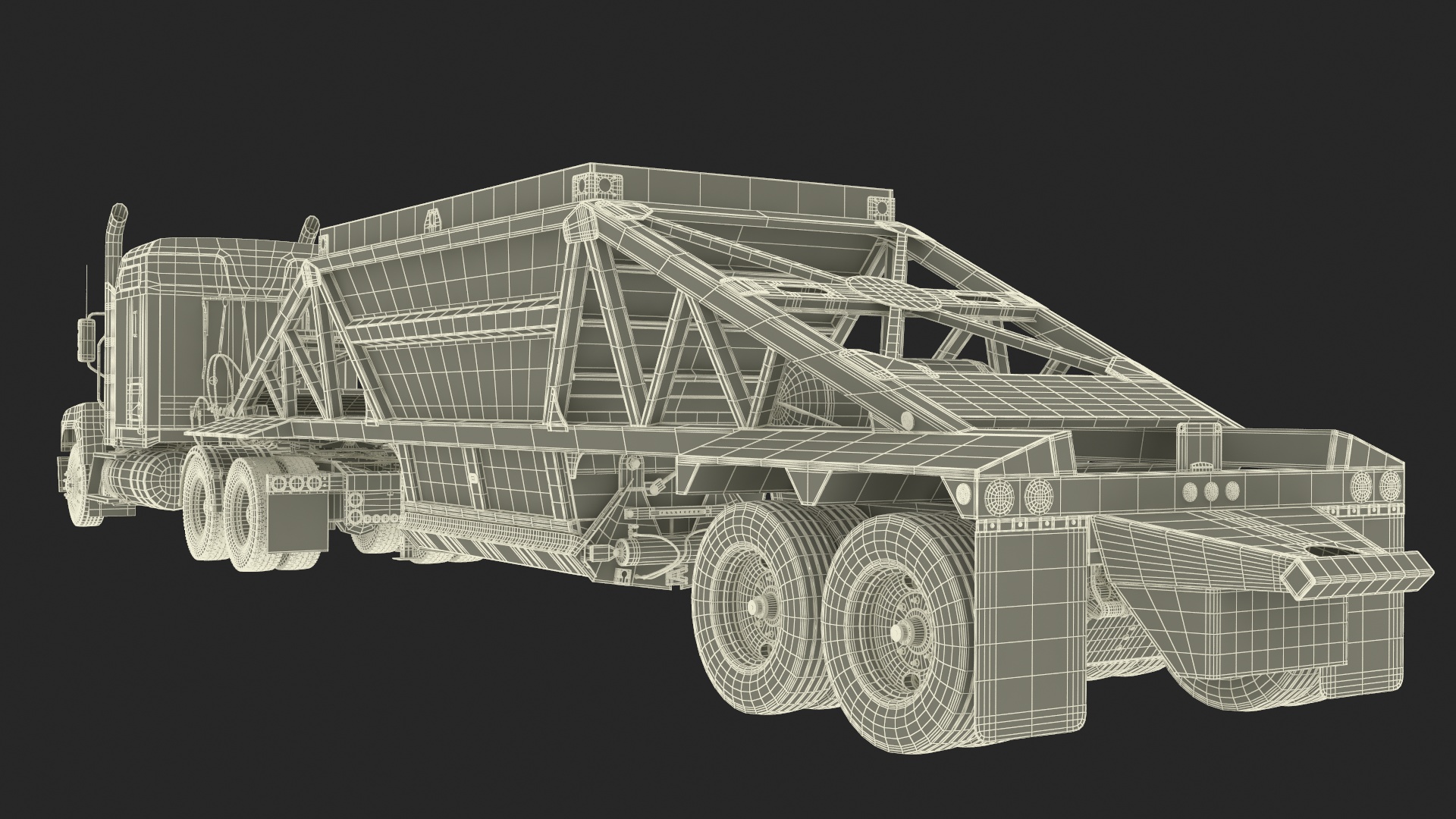 3D Mack CHU613 Truck with Manac Bottom Dump Trailer model