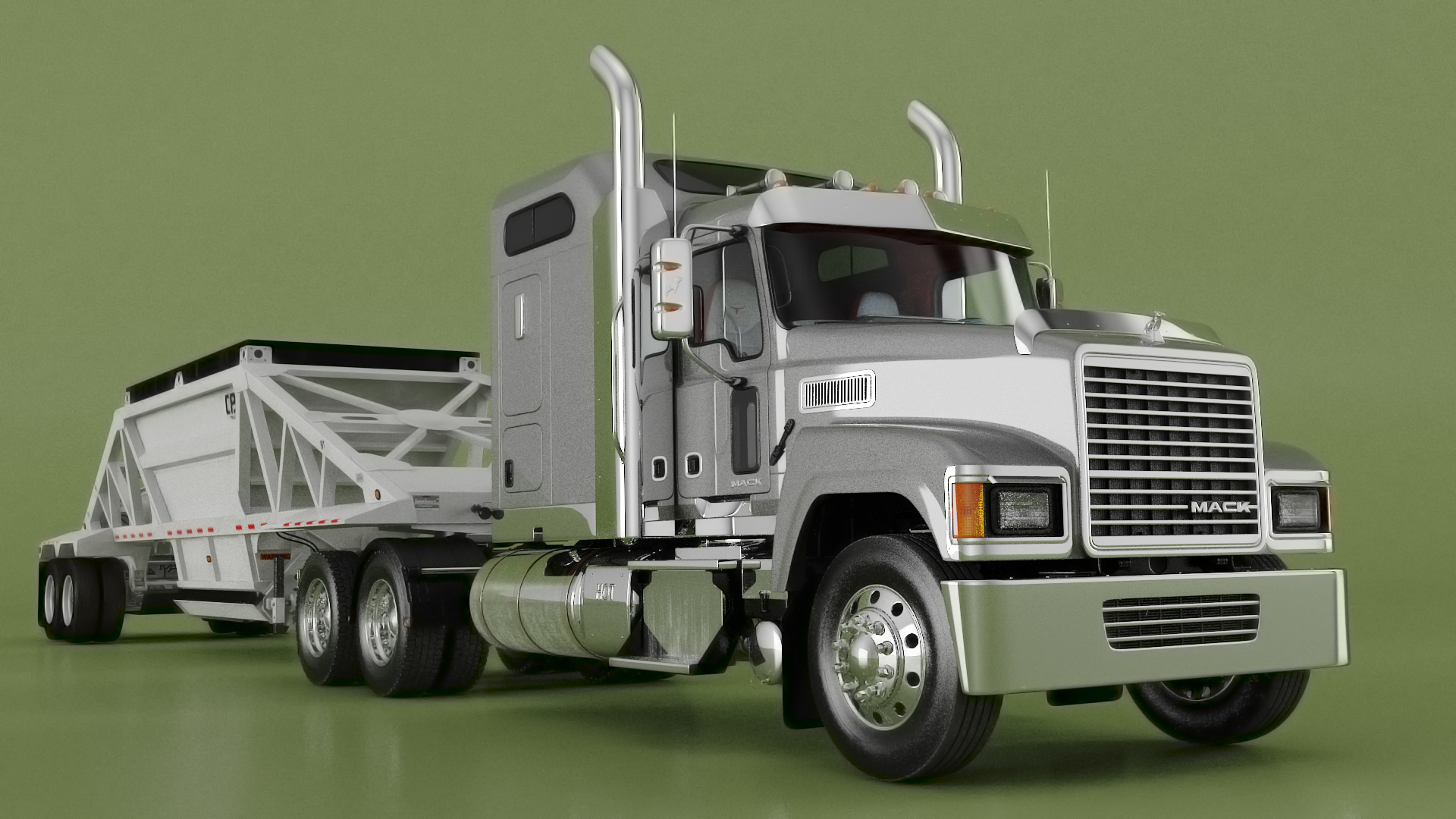 3D Mack CHU613 Truck with Manac Bottom Dump Trailer model