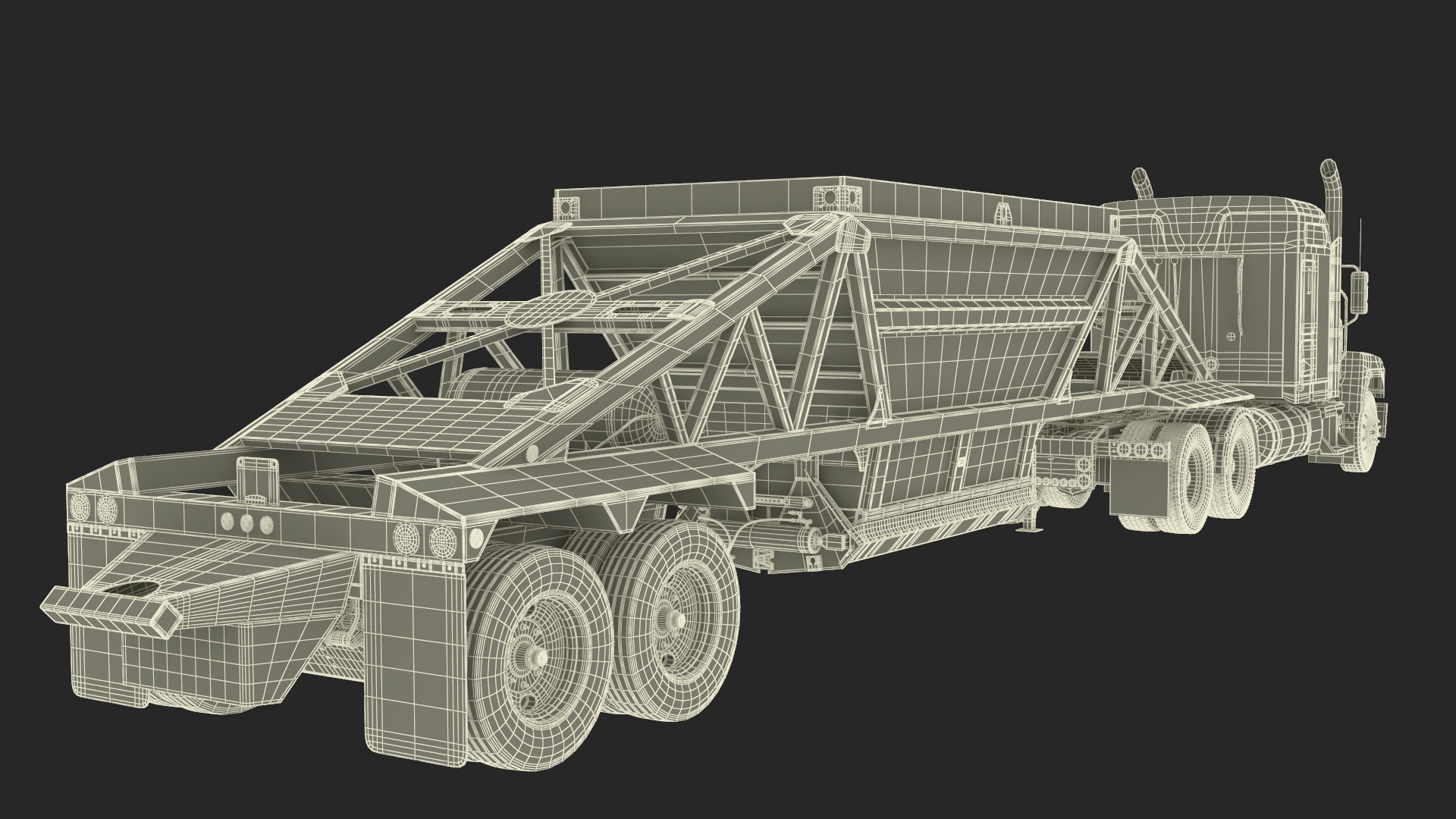 3D Mack CHU613 Truck with Manac Bottom Dump Trailer model