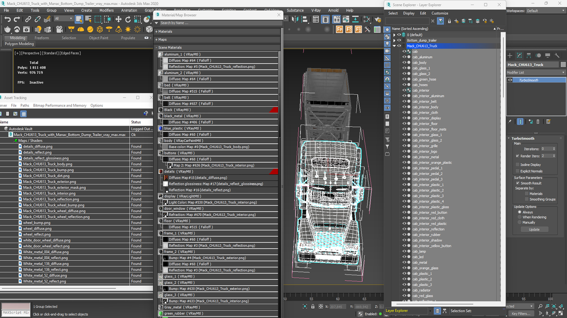 3D Mack CHU613 Truck with Manac Bottom Dump Trailer model