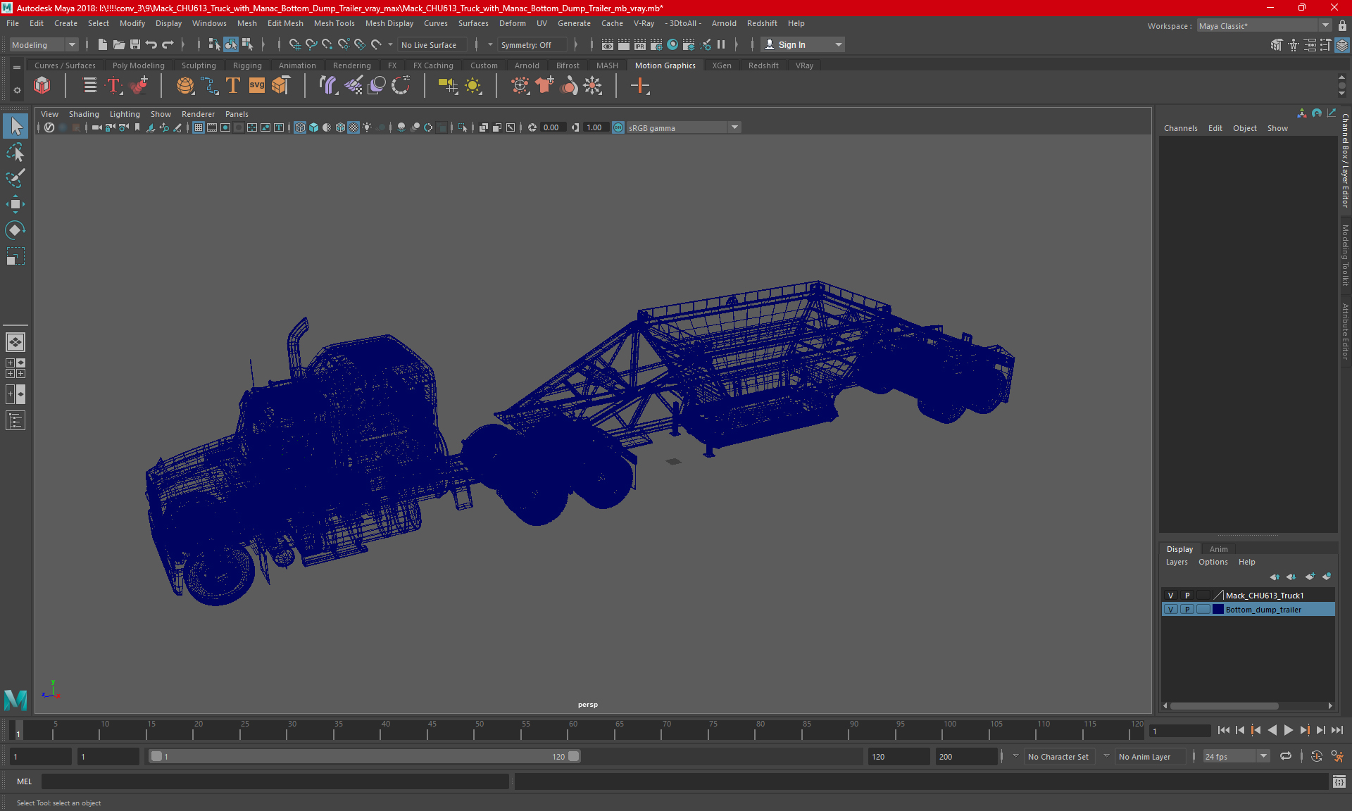 3D Mack CHU613 Truck with Manac Bottom Dump Trailer model