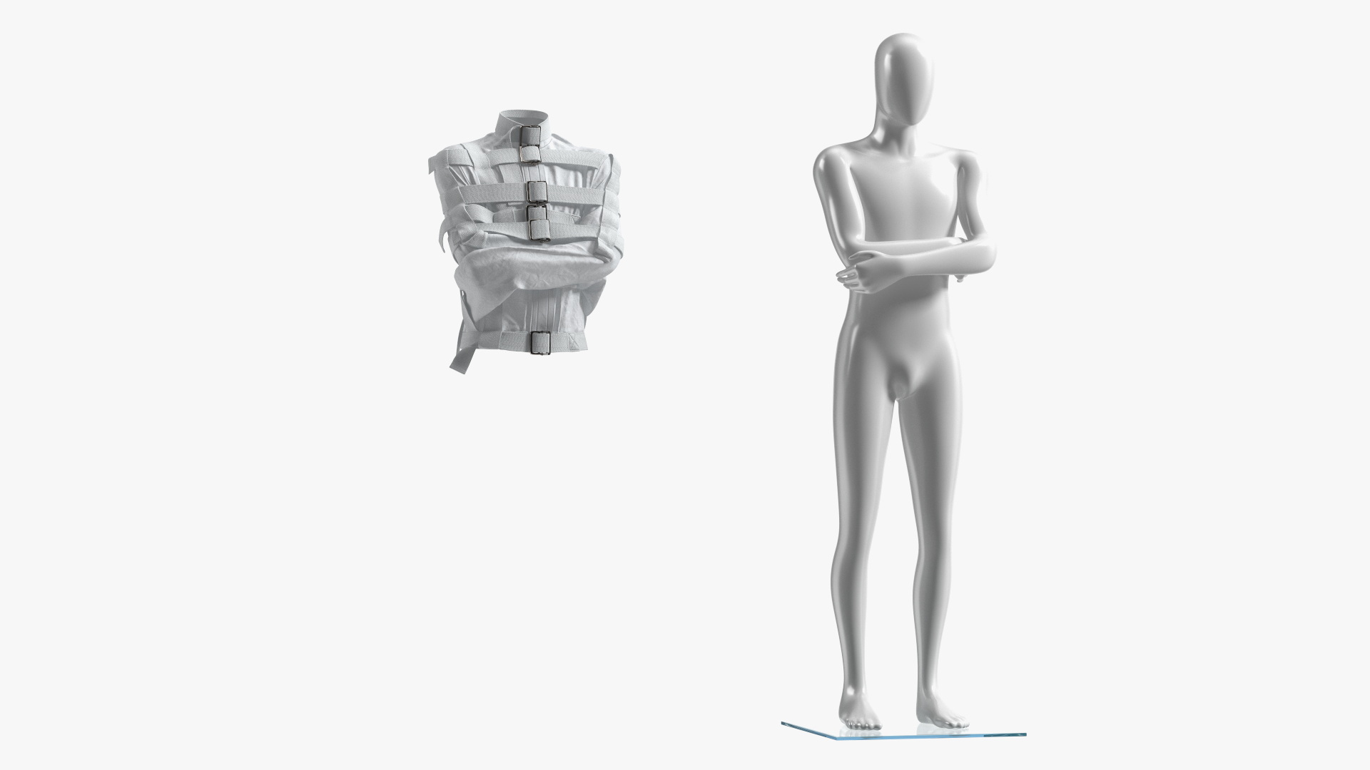 3D Straitjacket Mannequin Pose White model