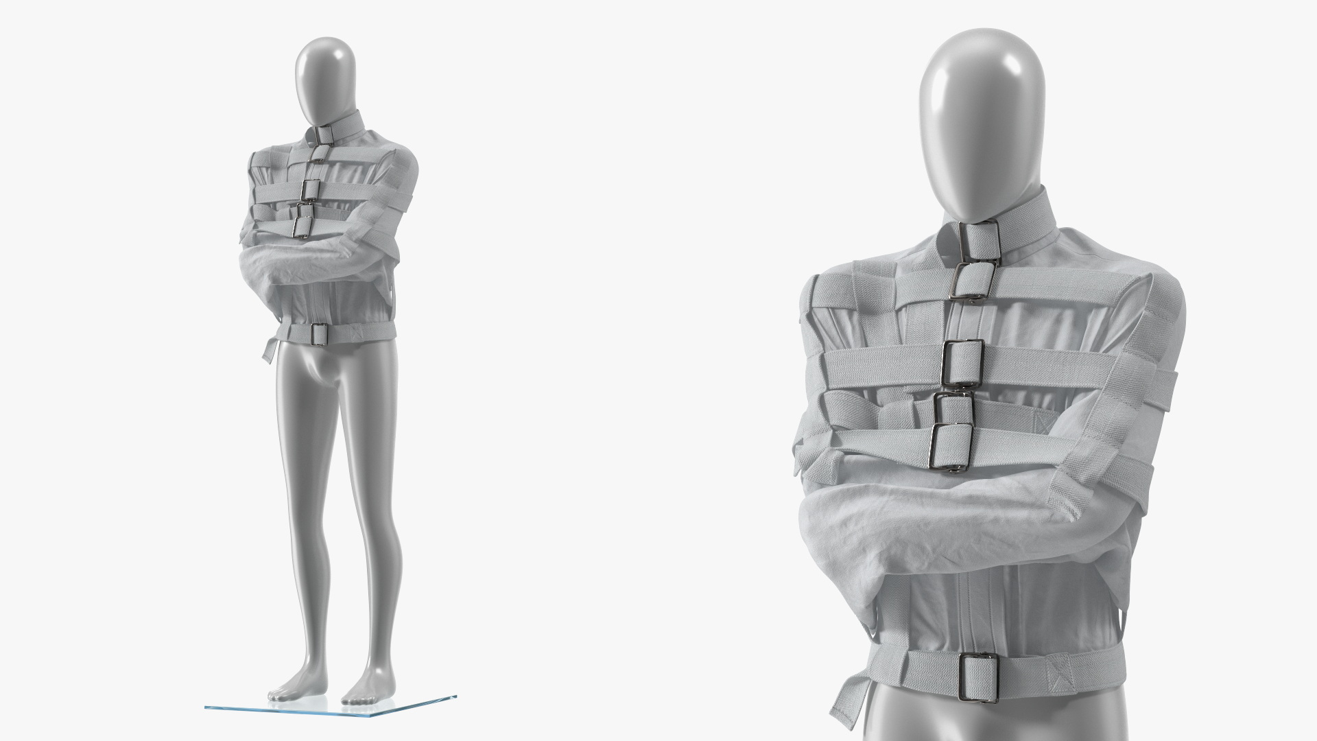 3D Straitjacket Mannequin Pose White model