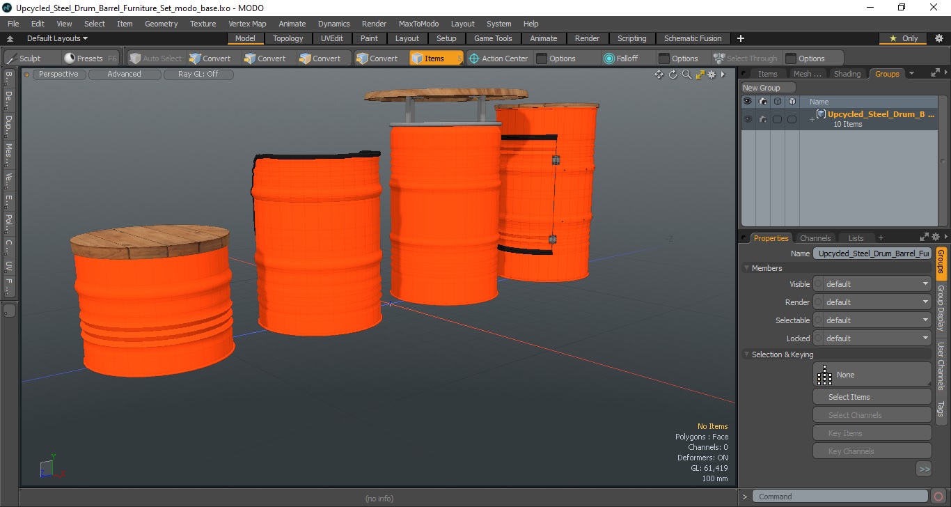 3D model Upcycled Steel Drum Barrel Furniture Set