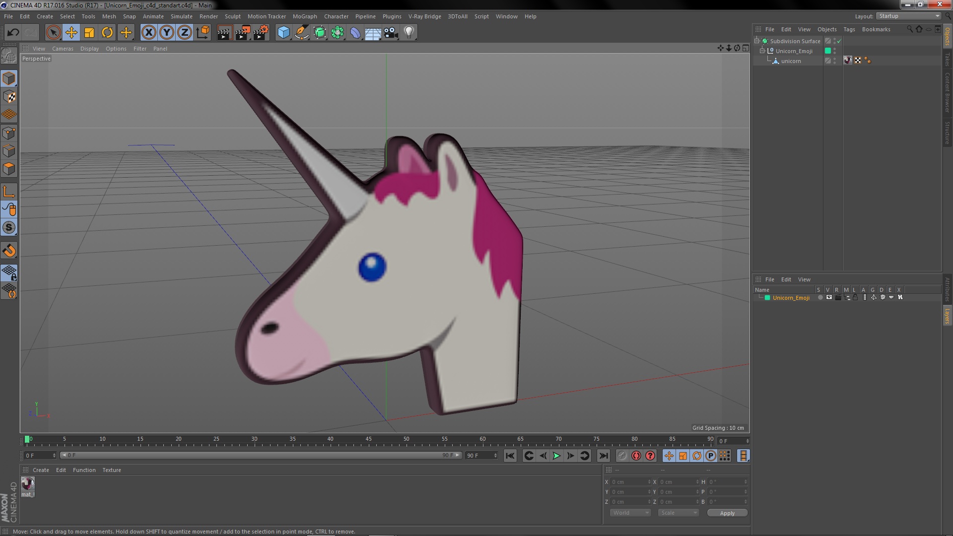 3D Unicorn Emoji model