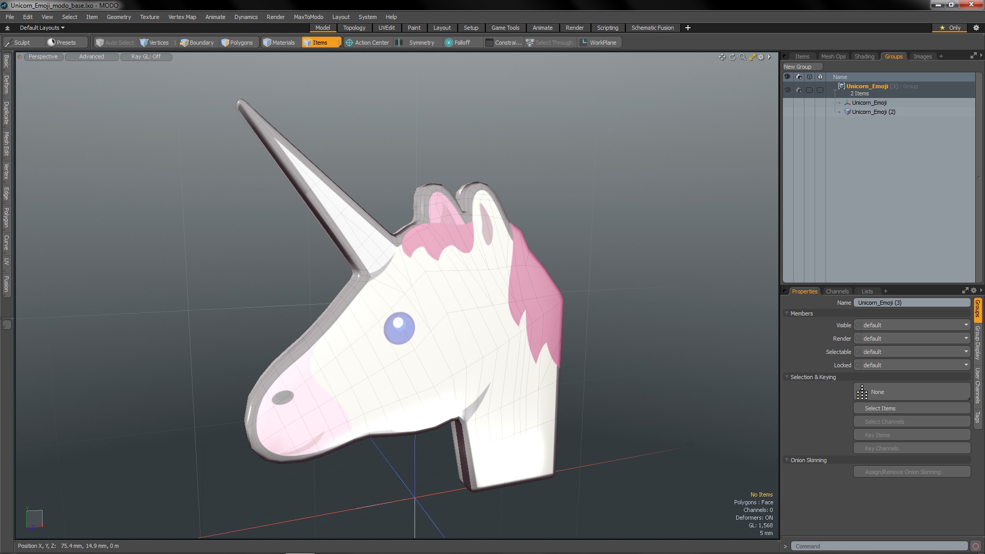 3D Unicorn Emoji model
