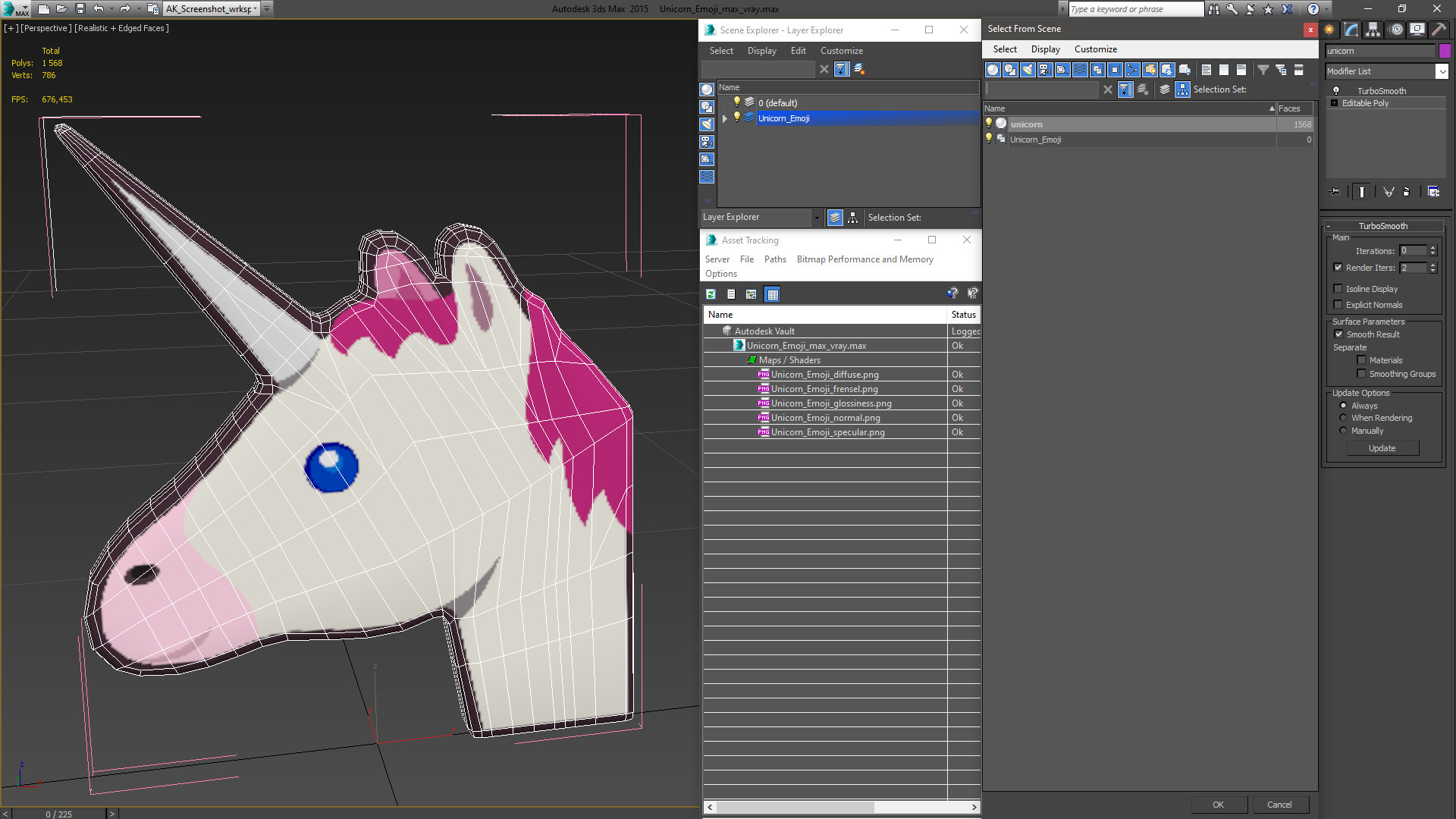 3D Unicorn Emoji model