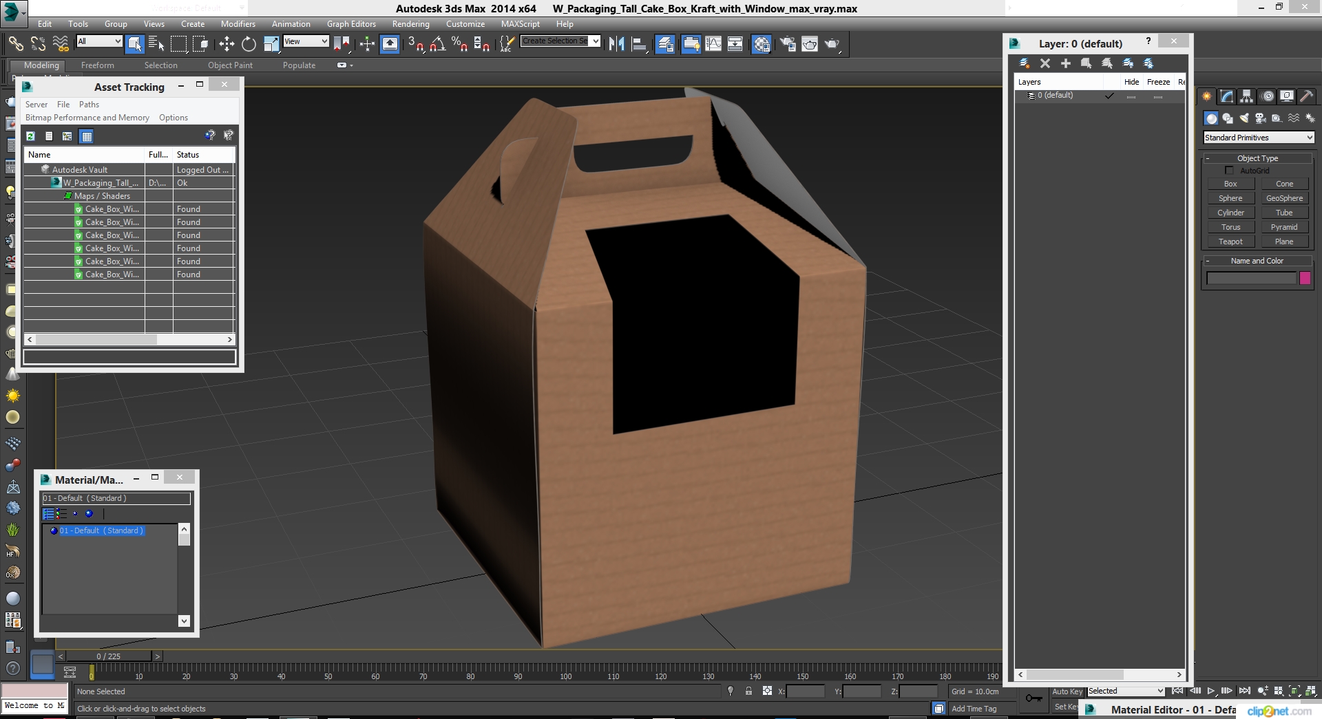 3D W Packaging Tall Cake Box Kraft with Window model