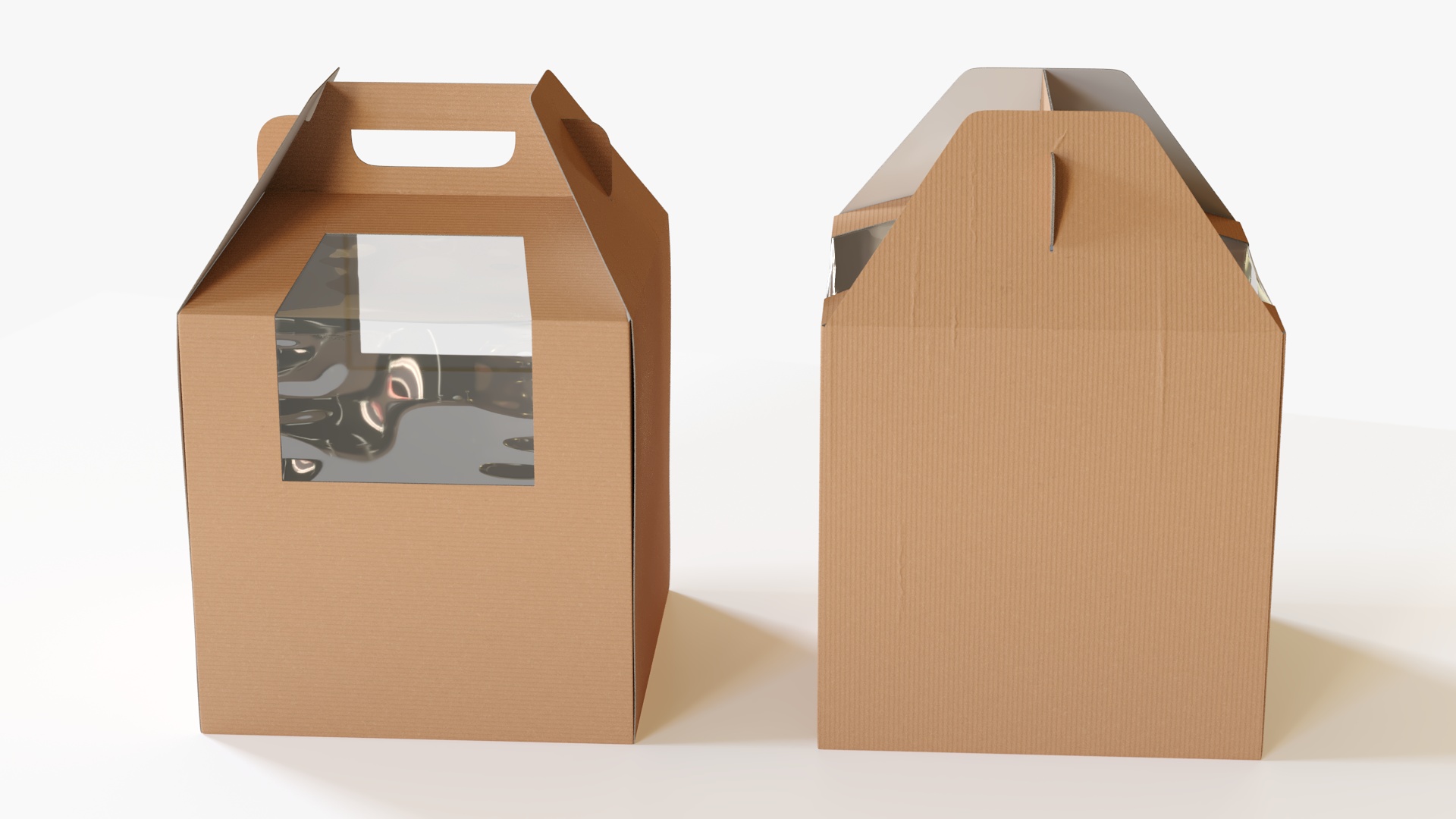 3D W Packaging Tall Cake Box Kraft with Window model