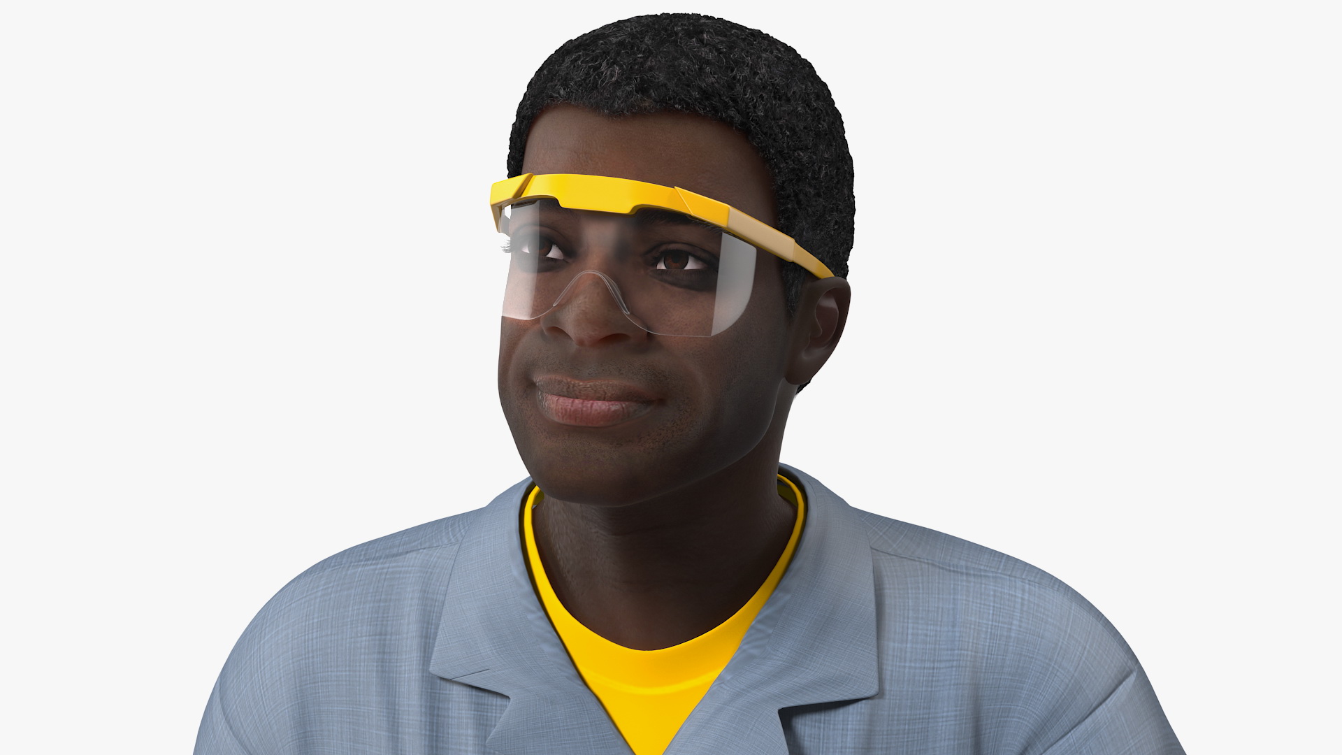 Dark Skin Black Man Electrician Inspecting Pose 3D