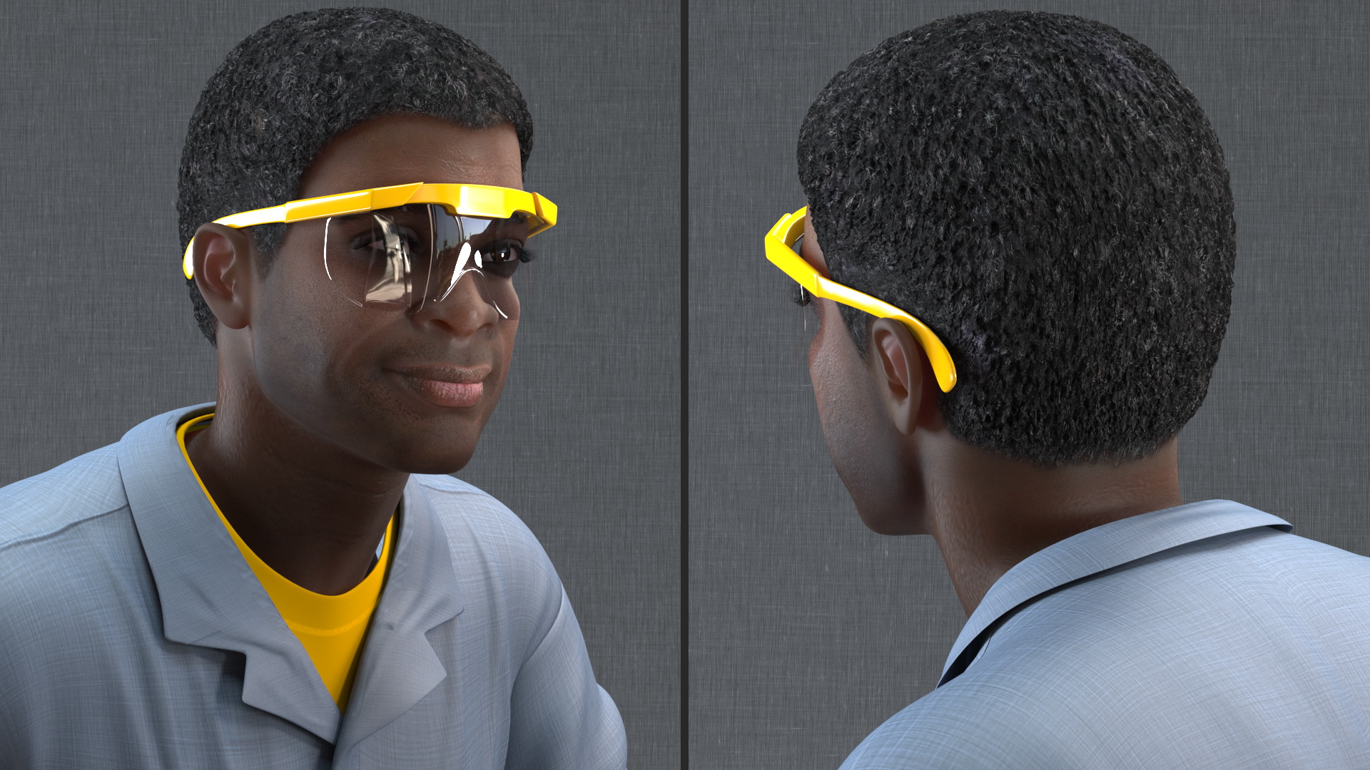 Dark Skin Black Man Electrician Inspecting Pose 3D