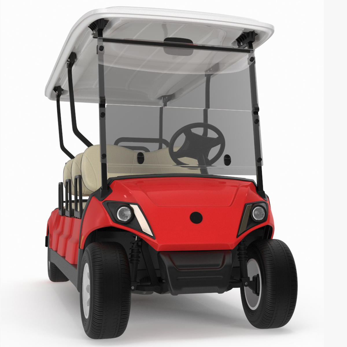 3D Yamaha Golf Electric Six Seat Car Red Rigged for Cinema 4D model