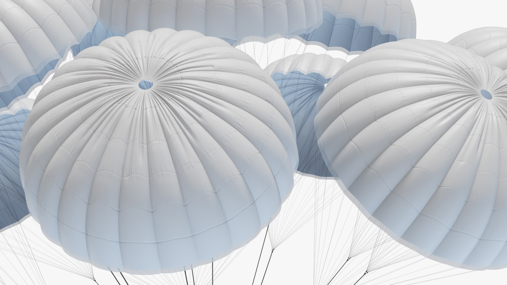 3D Cluster of Military Parachutes with Cargo