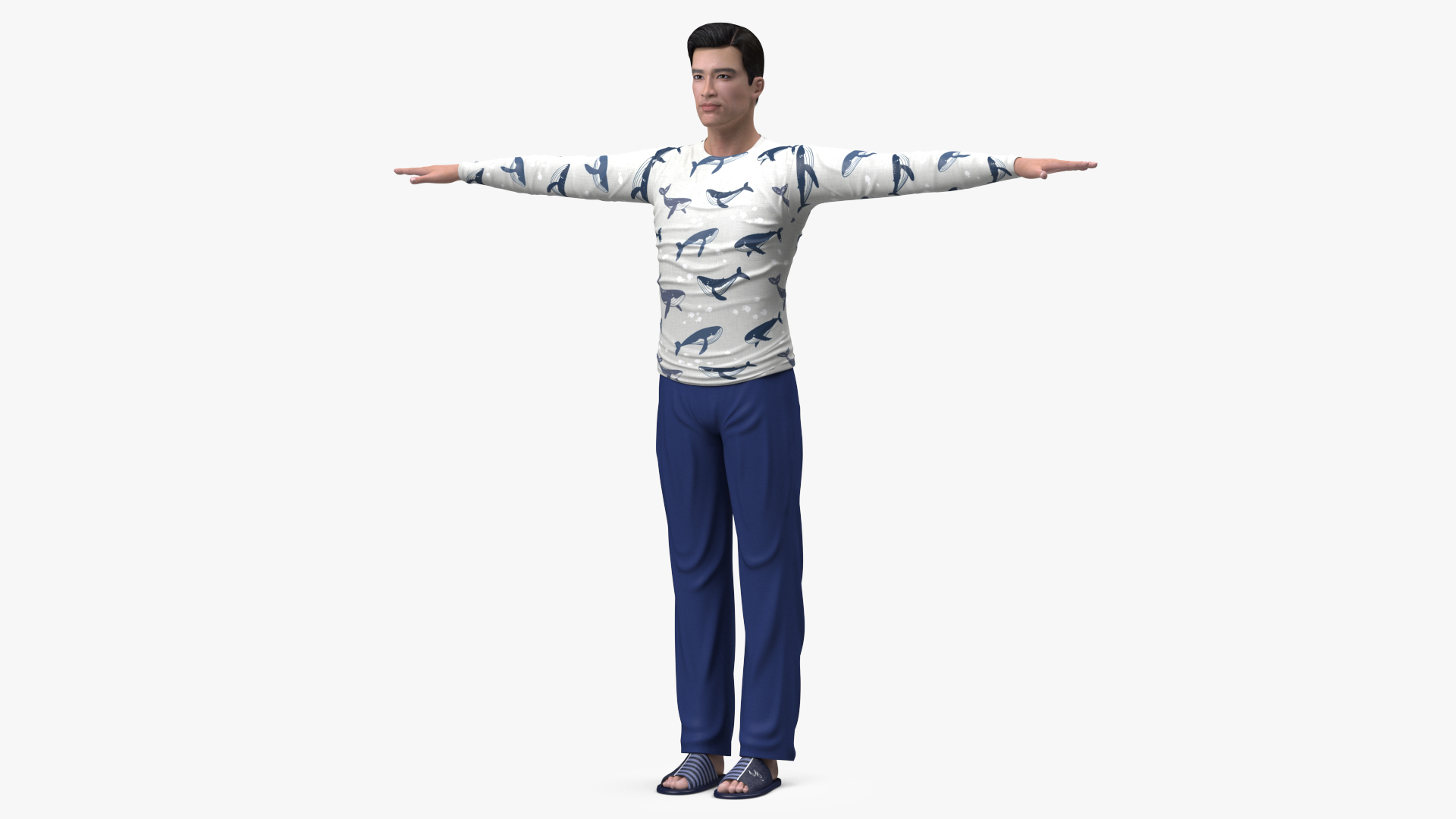 3D model Asian Man Home Style Clothes T Pose