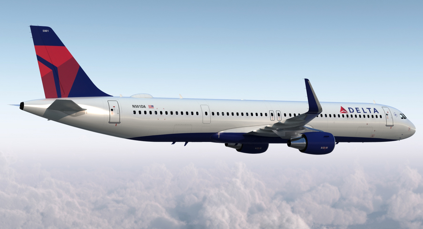 3D Airbus A321 NEO Delta Rigged model