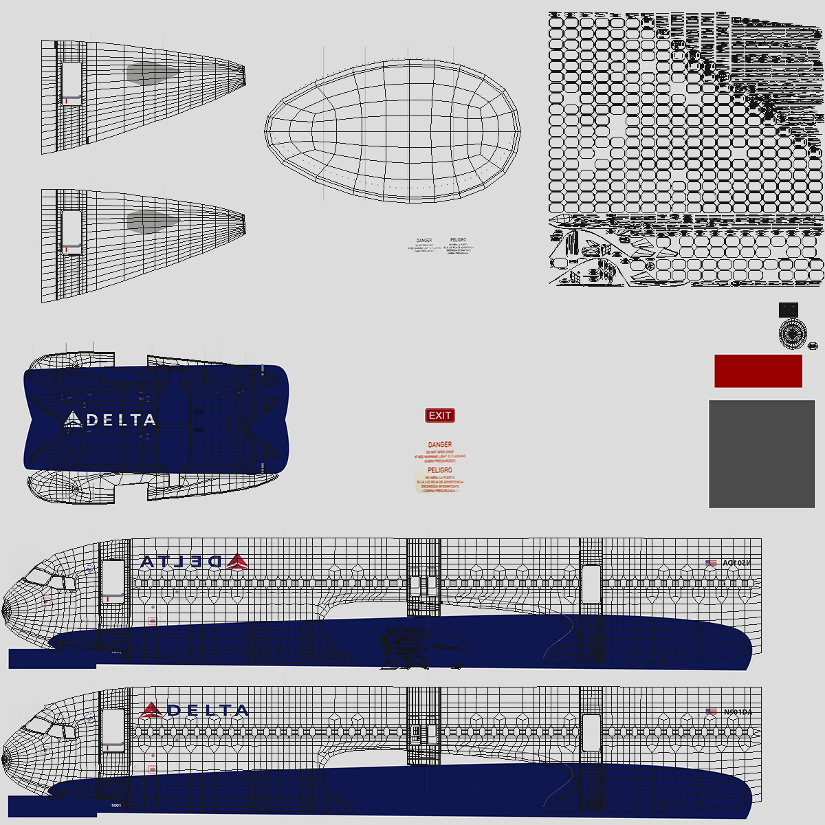 3D Airbus A321 NEO Delta Rigged model