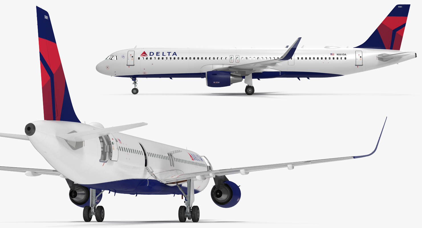 3D Airbus A321 NEO Delta Rigged model