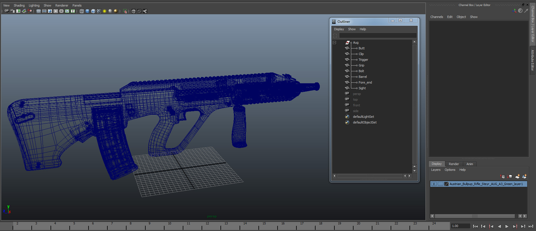 3D Austrian Bullpup Rifle Steyr AUG A3 Green