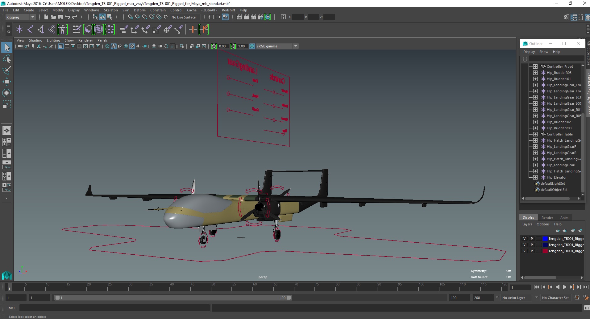 3D model Tengden TB-001 Rigged for Maya