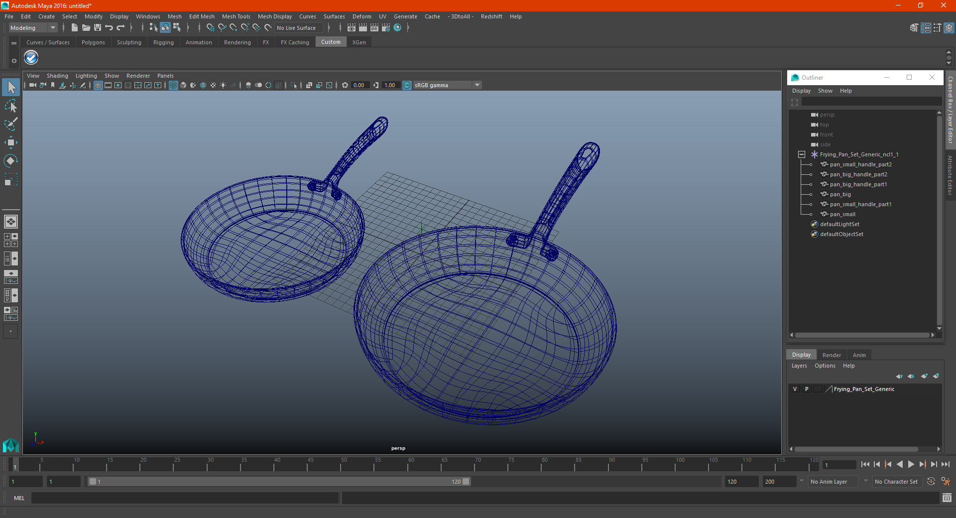 Frying Pan Set Generic 3D