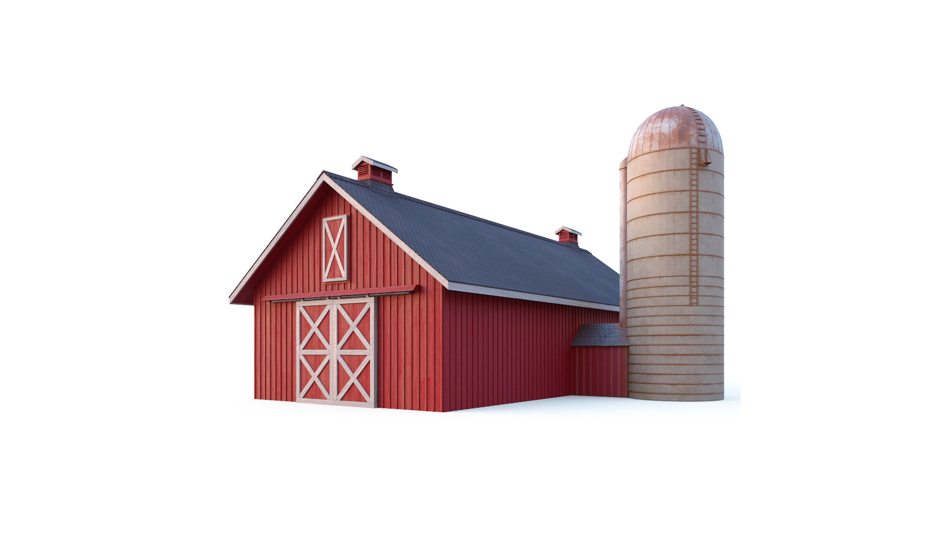 Barn Silo Red Old 3D