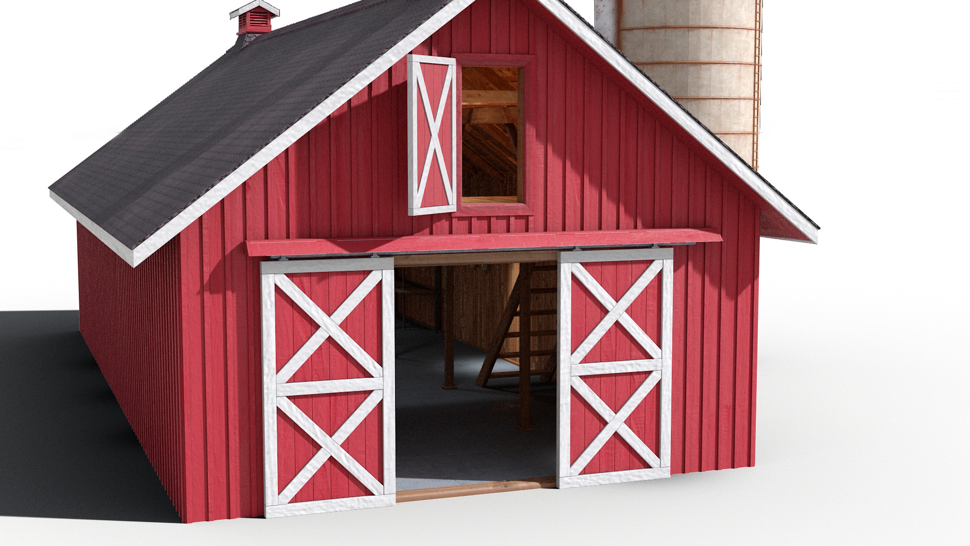 Barn Silo Red Old 3D