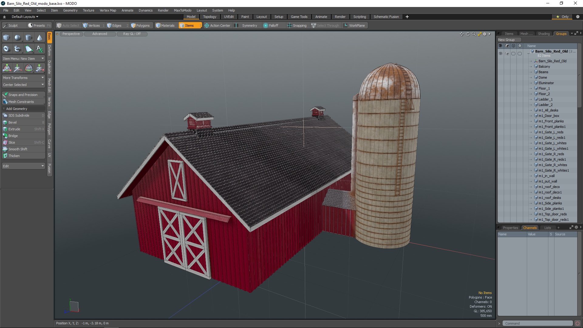 Barn Silo Red Old 3D