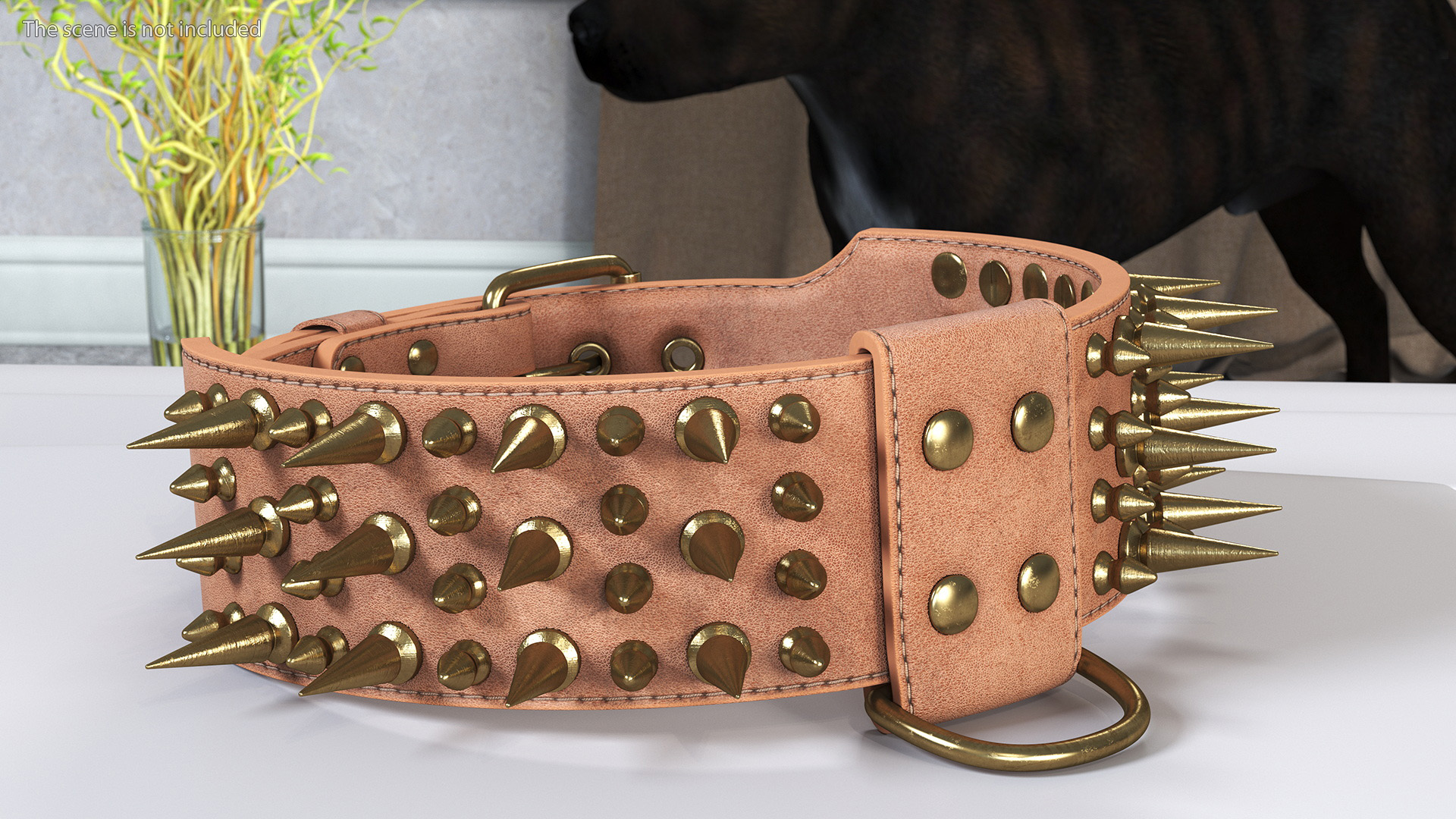 3D Spiked Tough Leather Dog Collar