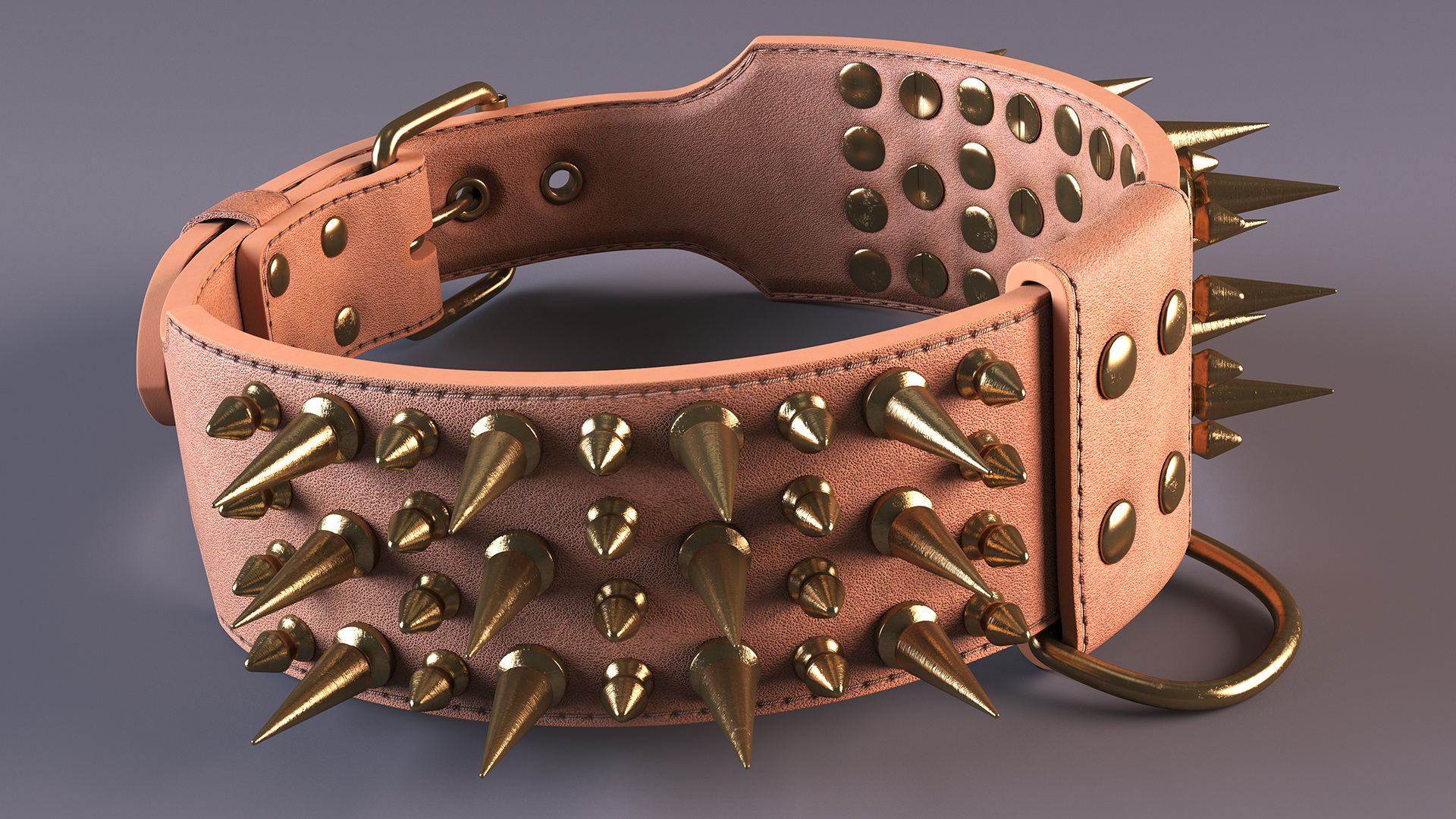3D Spiked Tough Leather Dog Collar