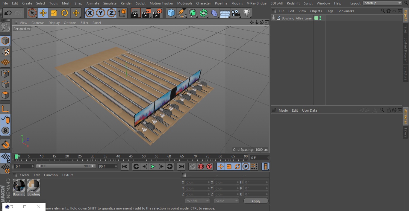 3D Bowling Alley Lane model