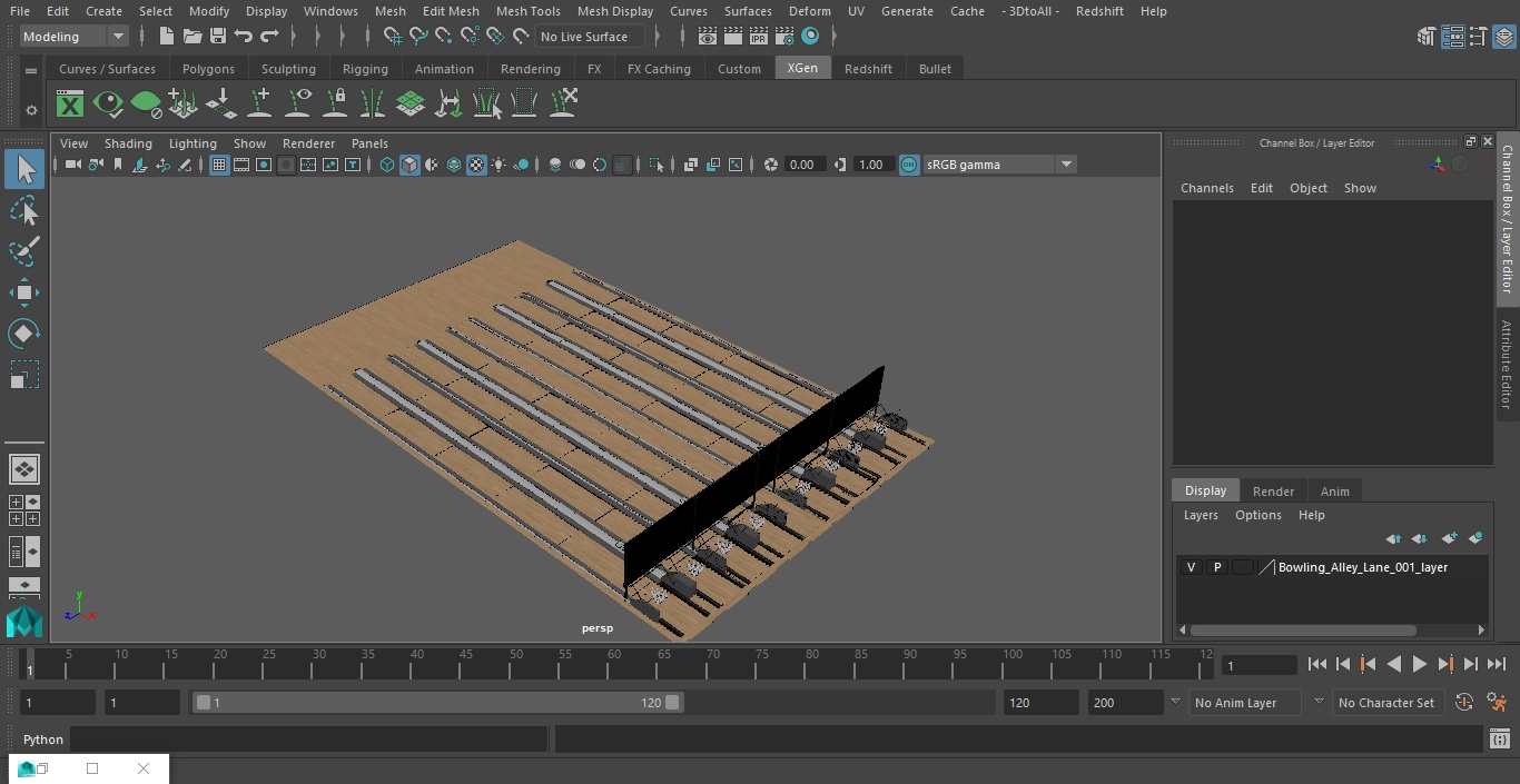 3D Bowling Alley Lane model