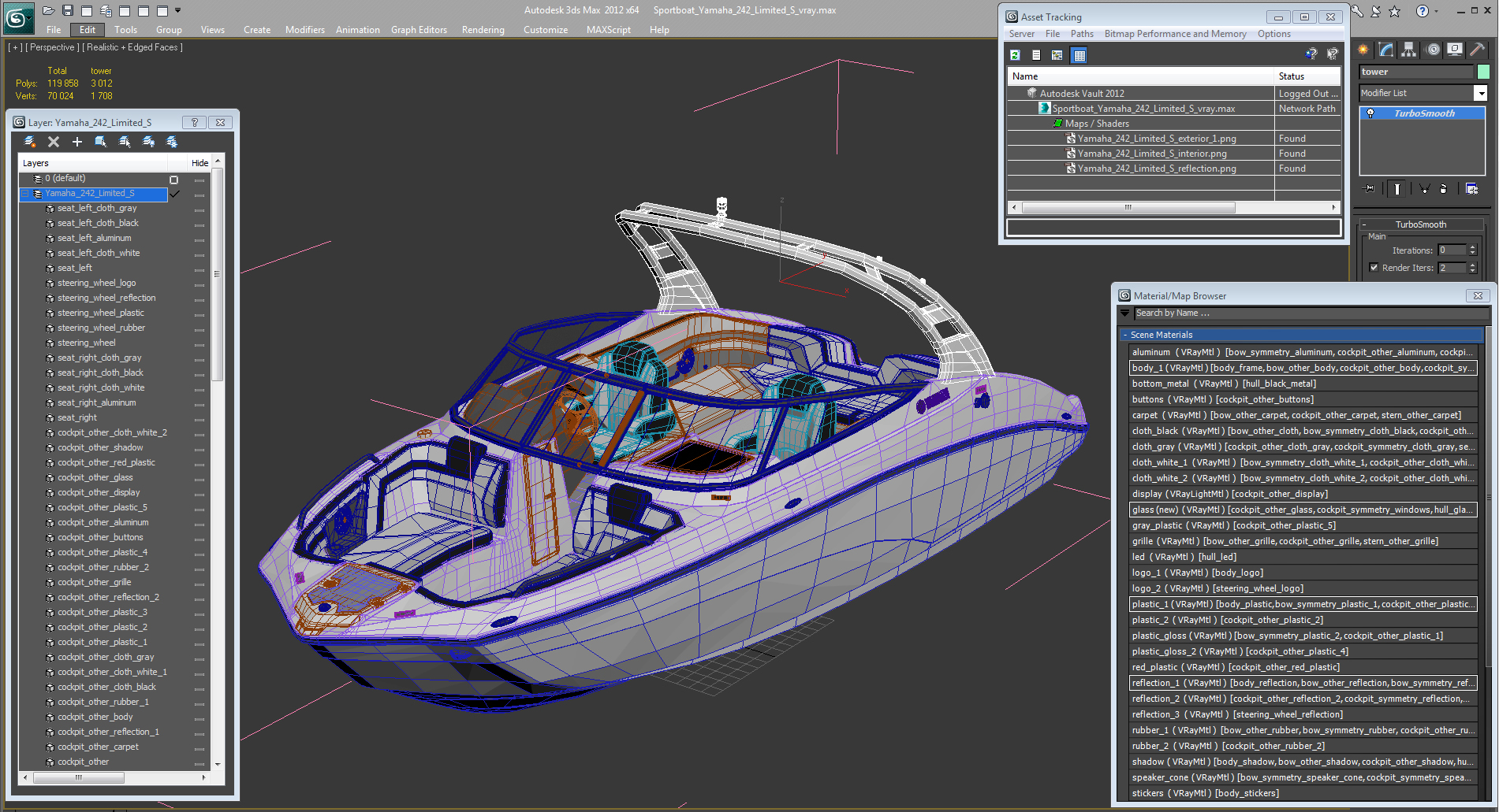 3D model Sportboat Yamaha 242 Limited S