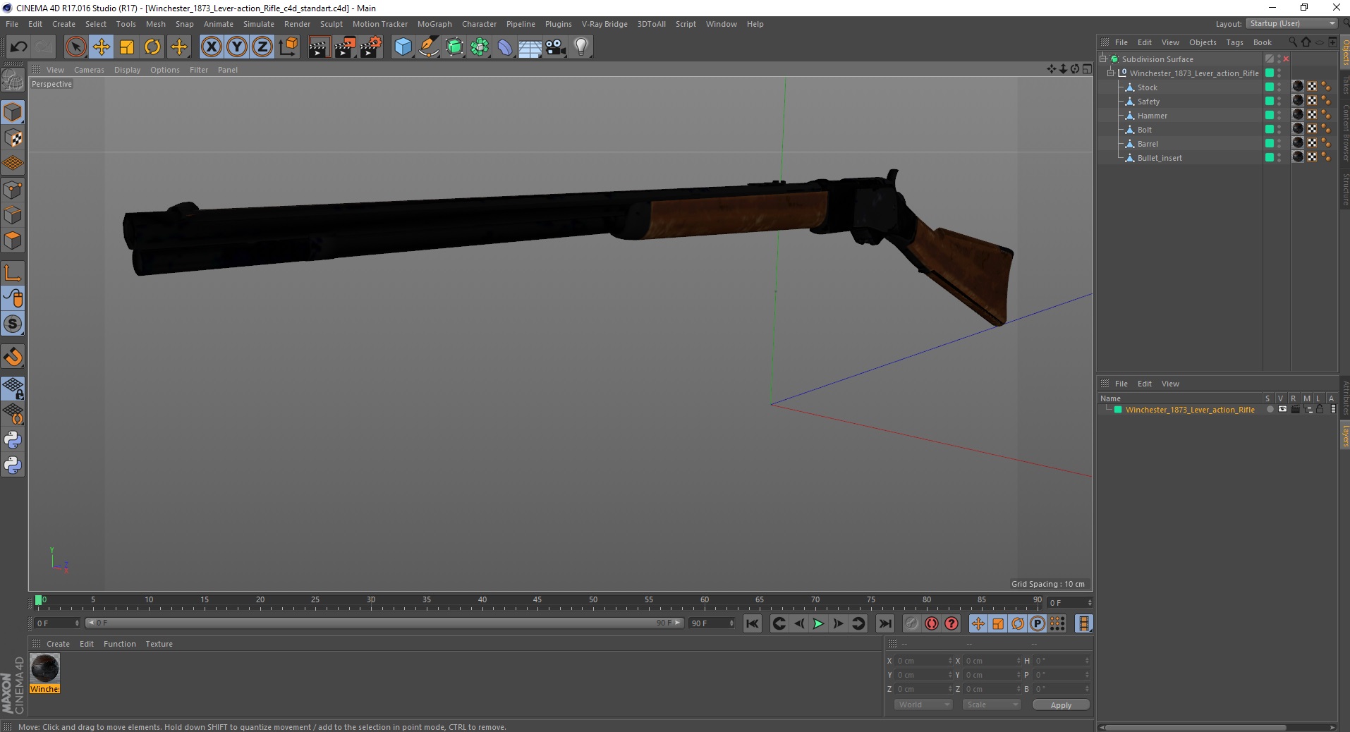 Winchester 1873 Lever-action Rifle 3D model