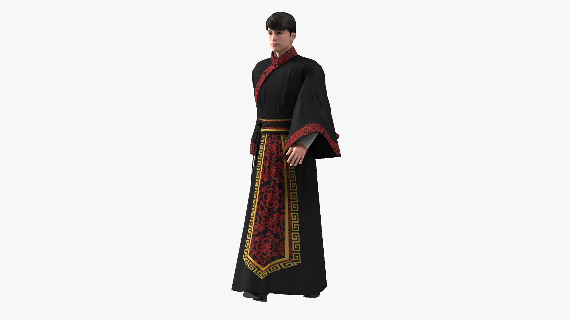 Traditional Chinese Man Rigged for Maya 3D model