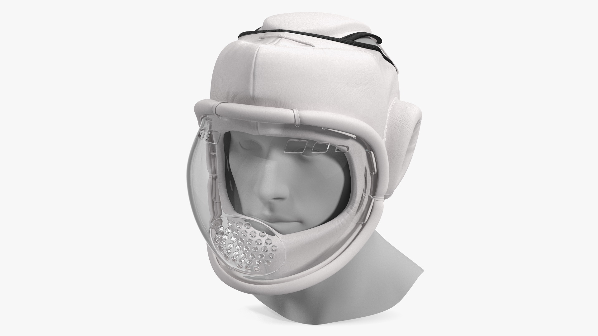 3D White Kudo Headguard on Mannequin Head model