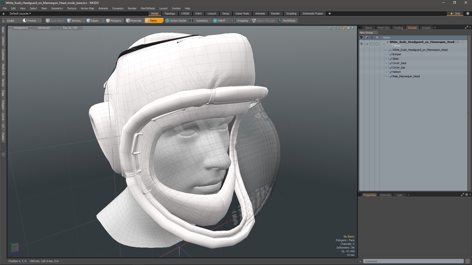 3D White Kudo Headguard on Mannequin Head model