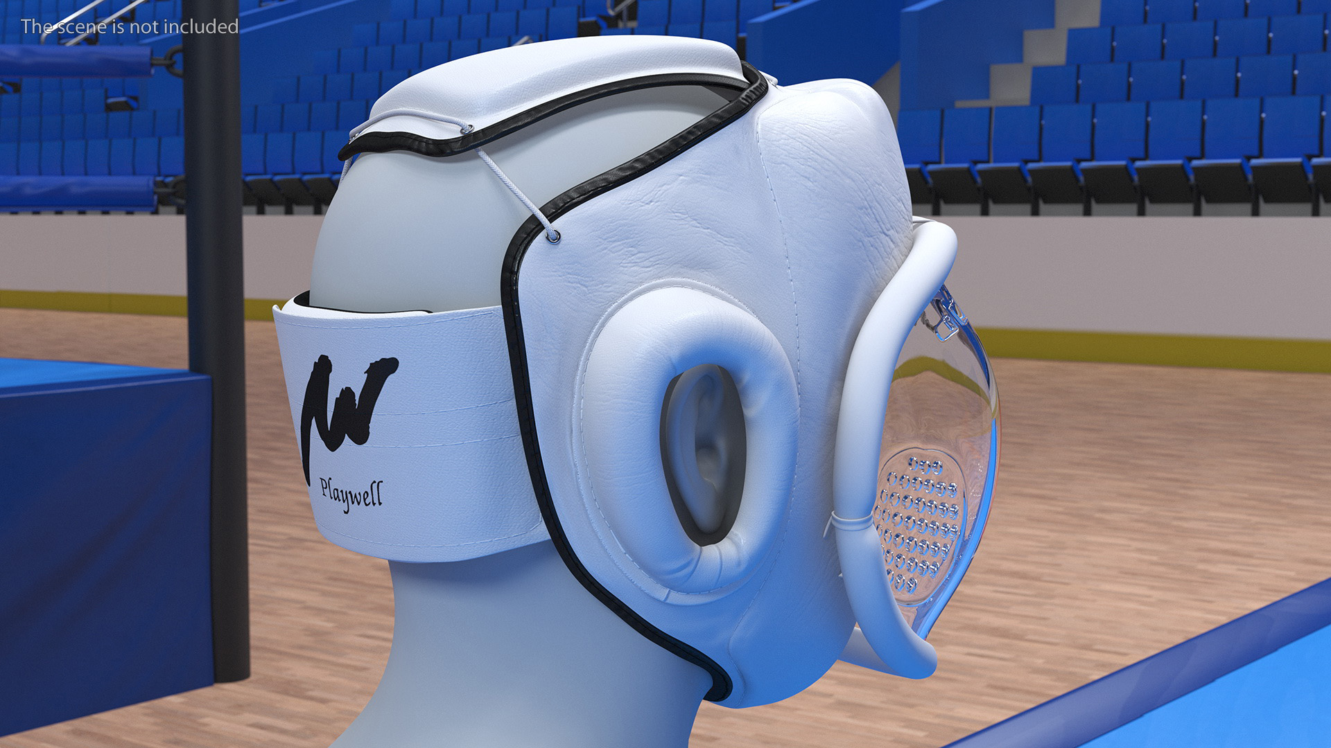 3D White Kudo Headguard on Mannequin Head model