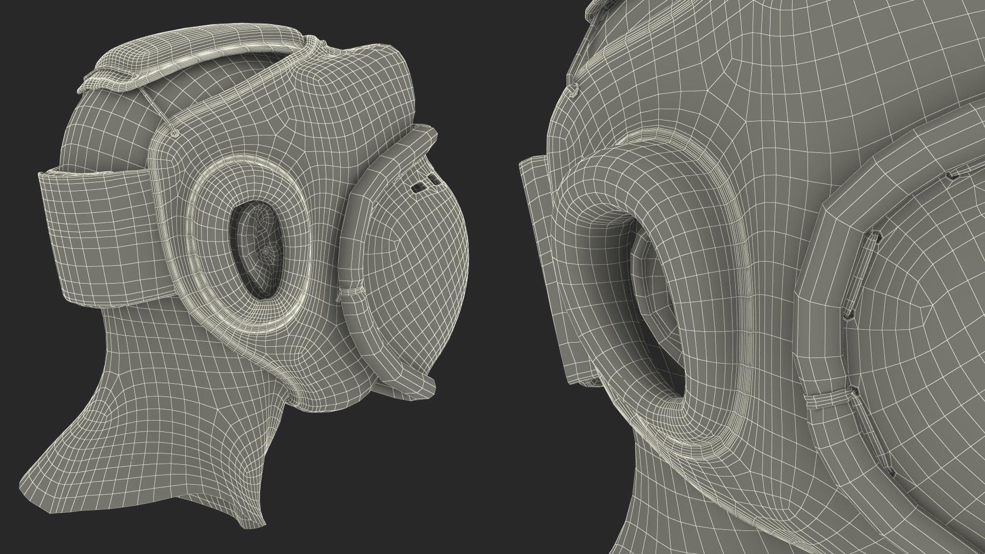 3D White Kudo Headguard on Mannequin Head model