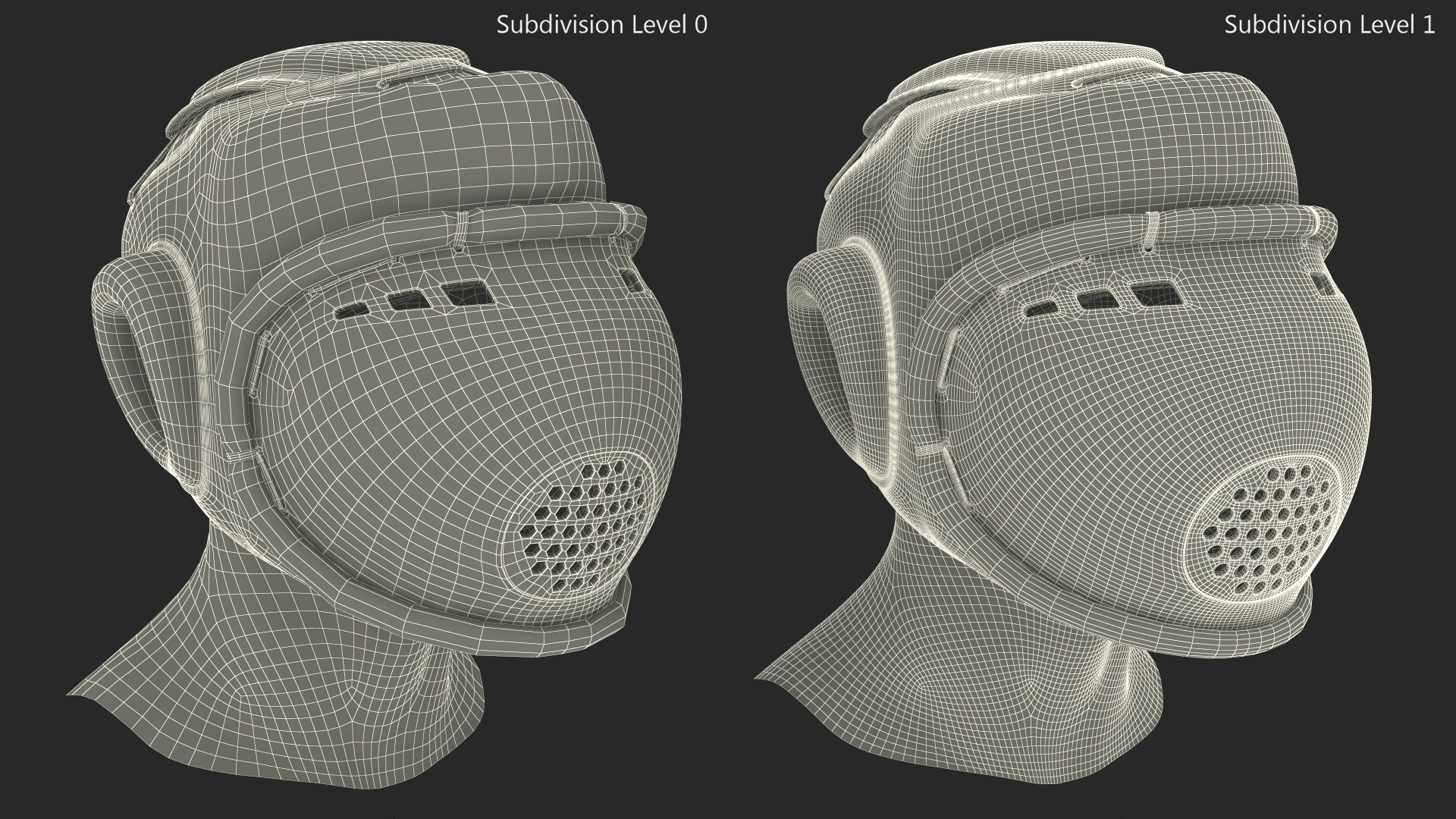 3D White Kudo Headguard on Mannequin Head model