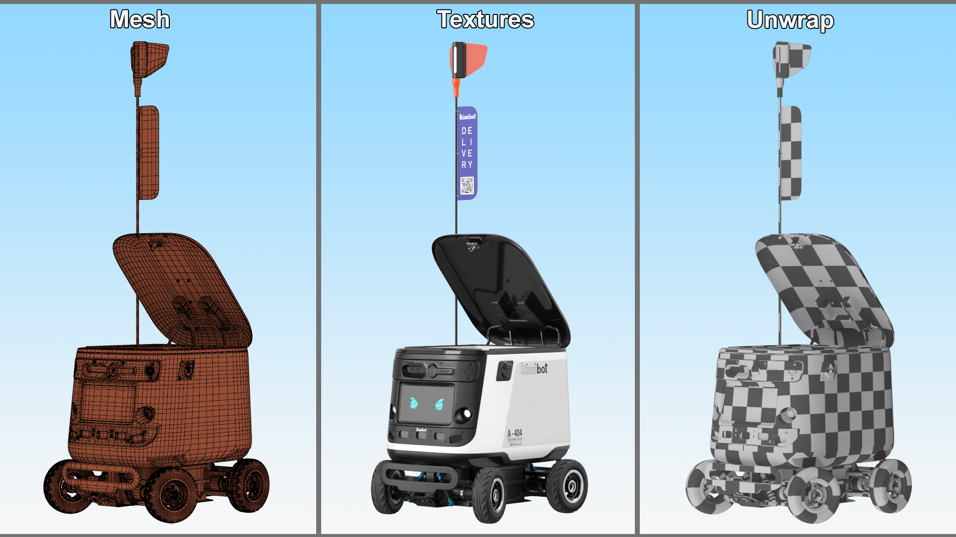 3D model White Delivery Robot Kiwibot Rigged
