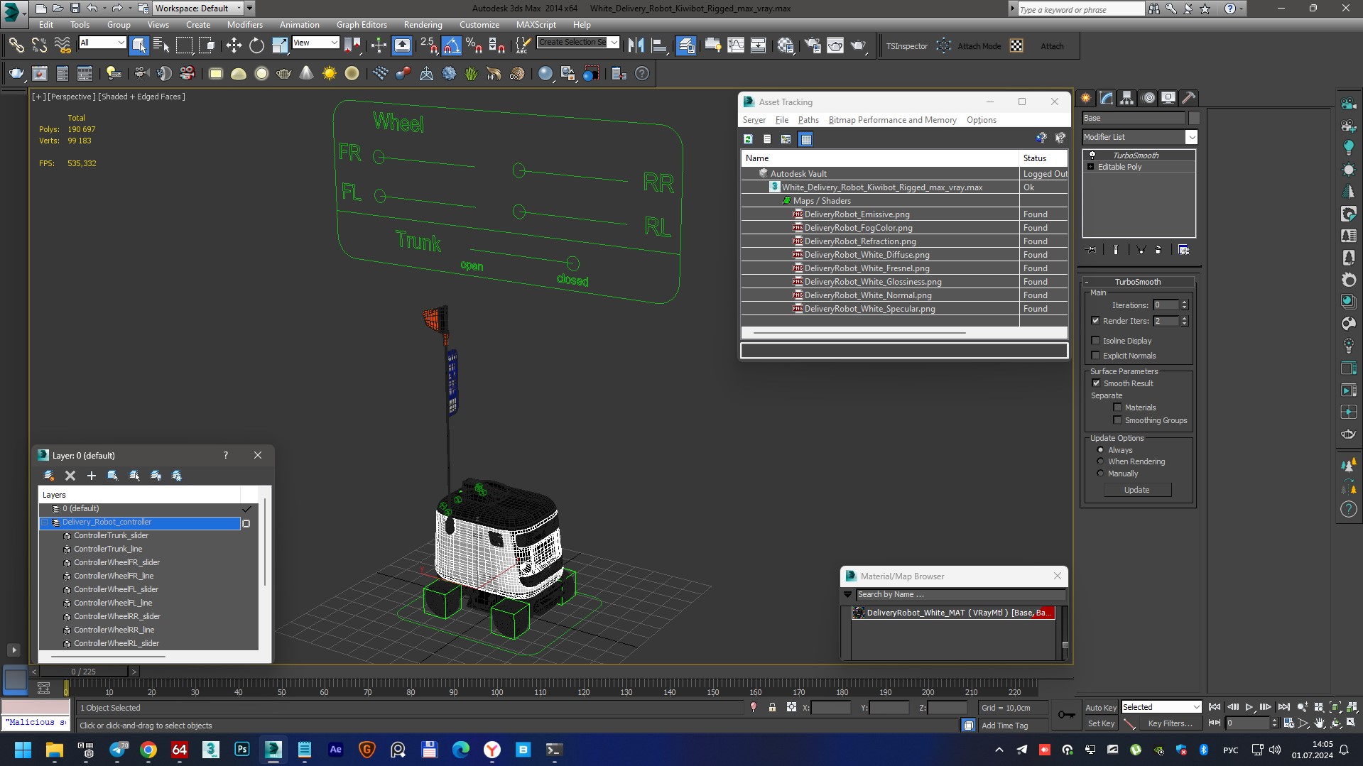3D model White Delivery Robot Kiwibot Rigged