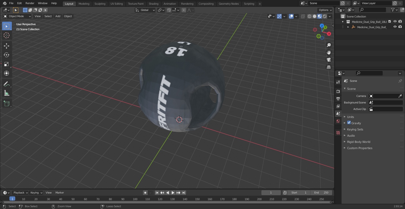 3D Medicine Dual Grip Ball 18LB model
