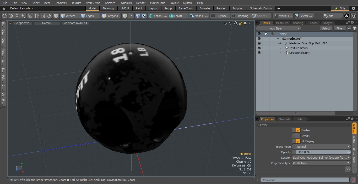 3D Medicine Dual Grip Ball 18LB model