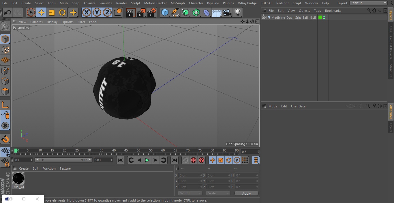 3D Medicine Dual Grip Ball 18LB model