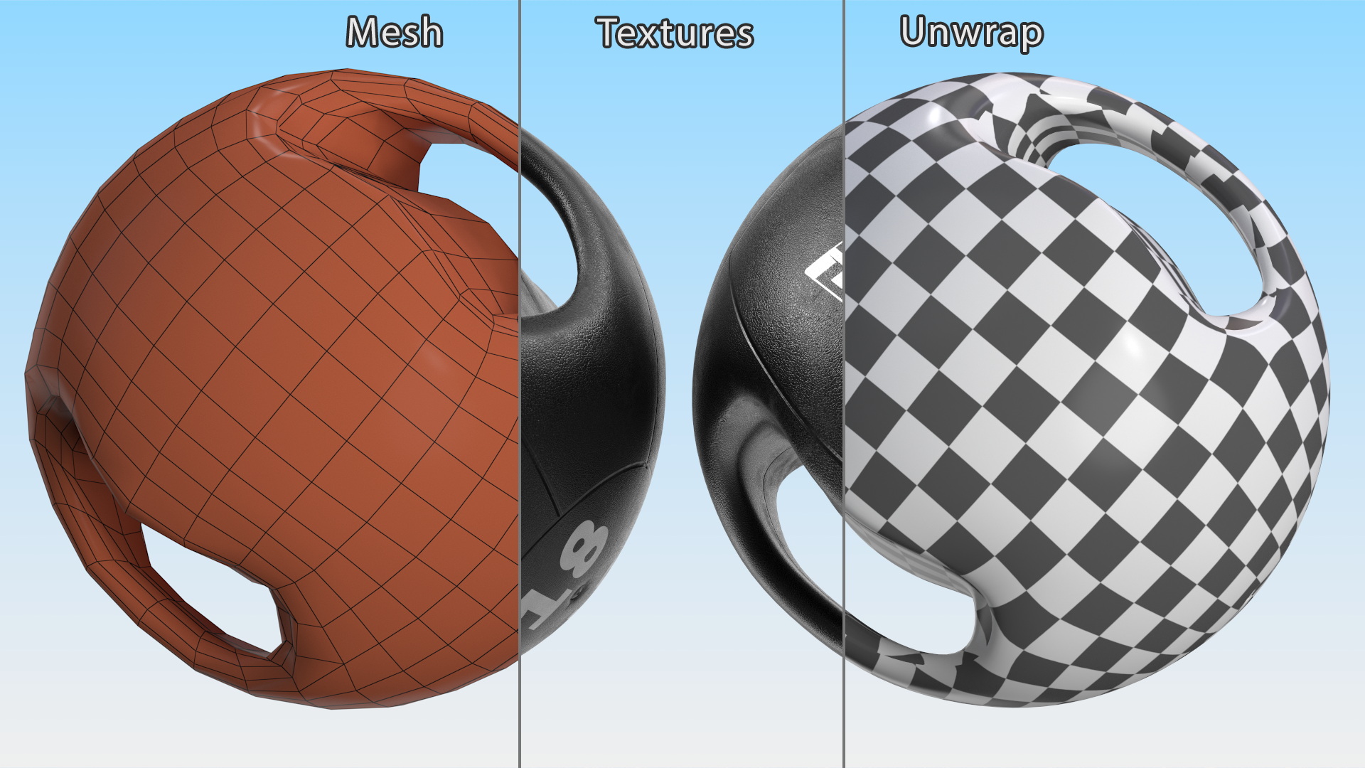 3D Medicine Dual Grip Ball 18LB model