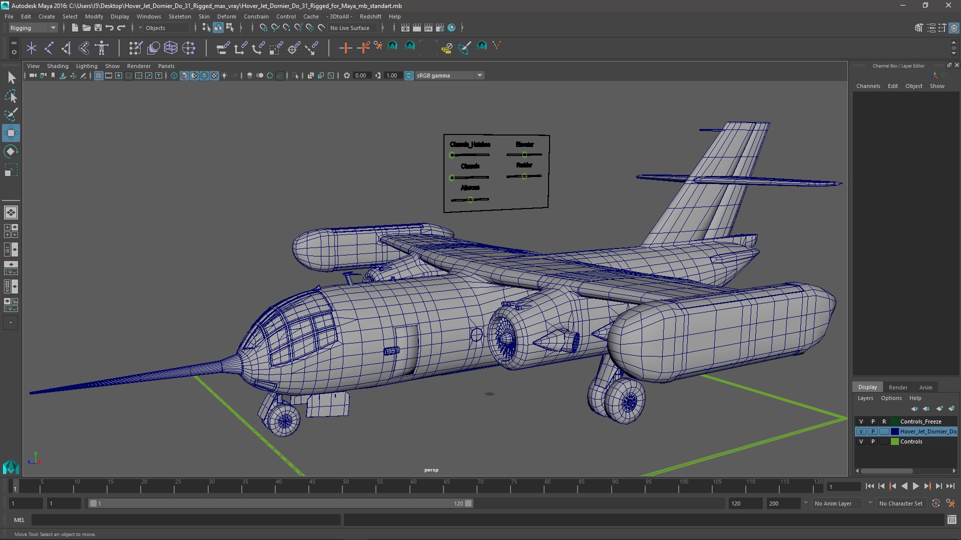 Hover Jet Dornier Do 31 Rigged for Maya 3D model