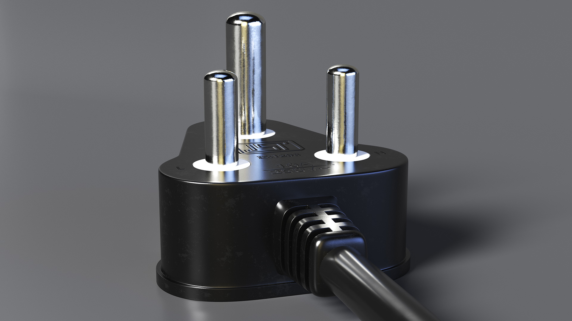 3D model Type D Electric Plug Grounded Rigged for Cinema 4D