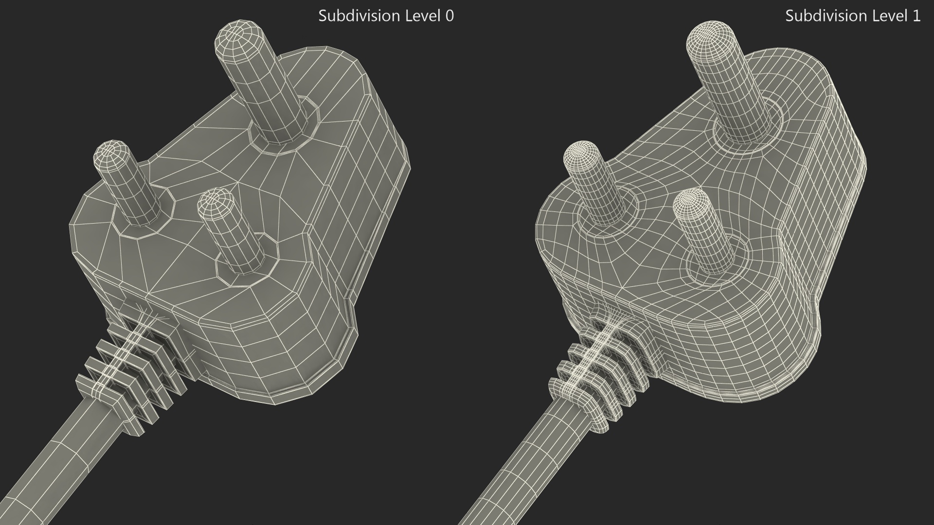 3D model Type D Electric Plug Grounded Rigged for Cinema 4D