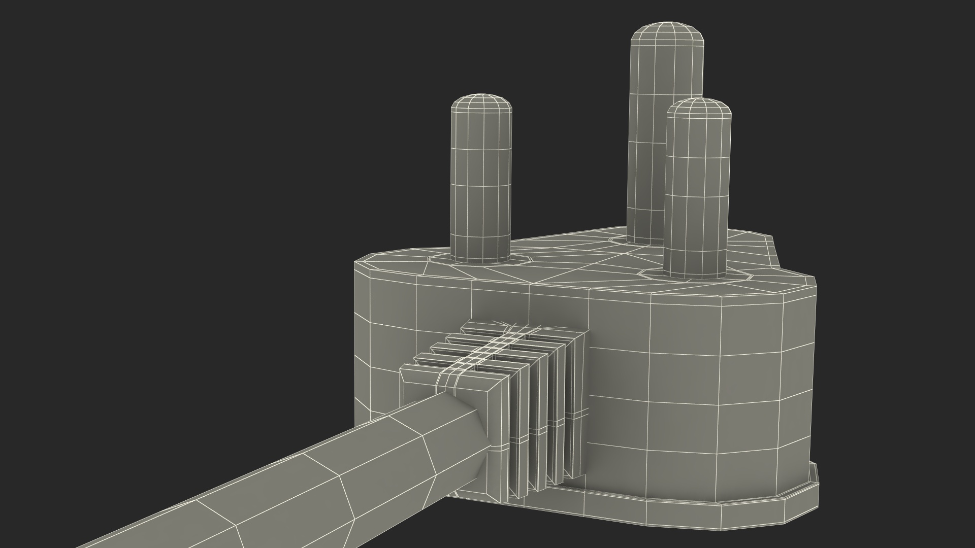 3D model Type D Electric Plug Grounded Rigged for Cinema 4D